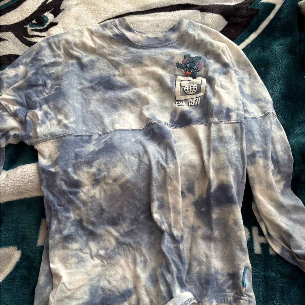 Disney Blue and White Tie-Dye Sweatshirt